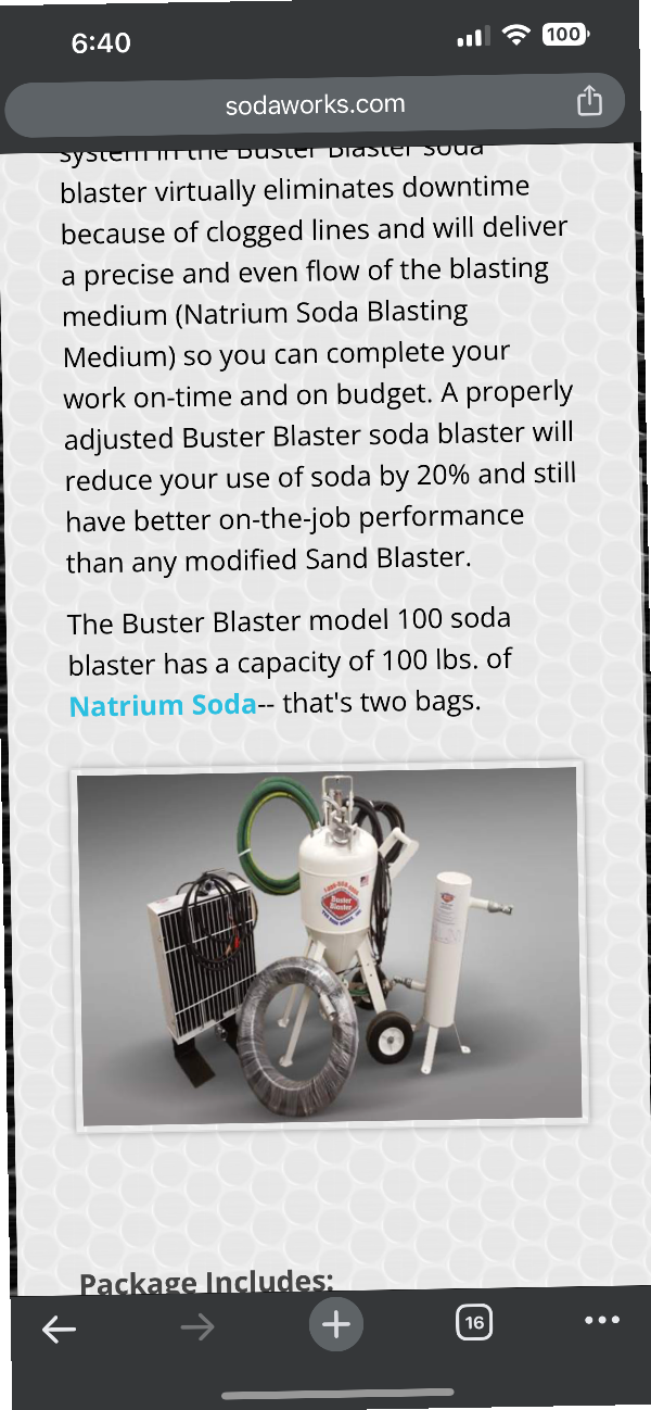 Buster blaster 100 soda blaster
