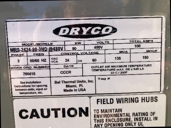 DRYCO  480 volt Heater & Blower